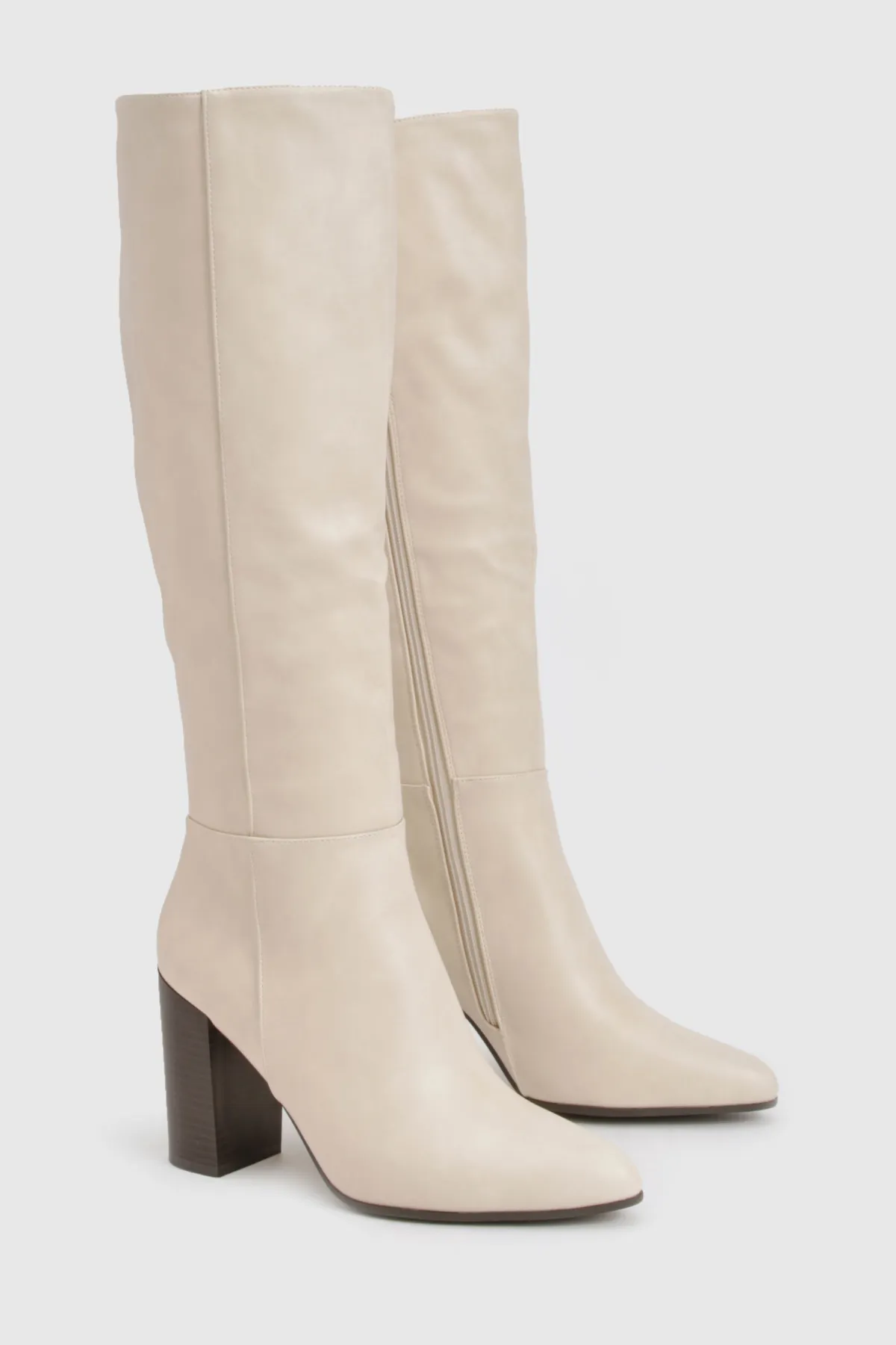 boohoo Bottes montantes jusqu'au genou à talon empilé Column< Bottes|Bottes Hautes