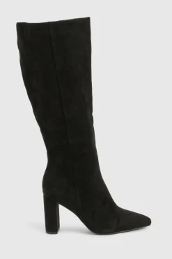 Bottes montantes jusqu'au genou à talon bloc en synthétique à coupe large