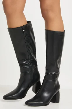 Bottes montantes jusqu'aux genoux à talon bloc et détail de couture