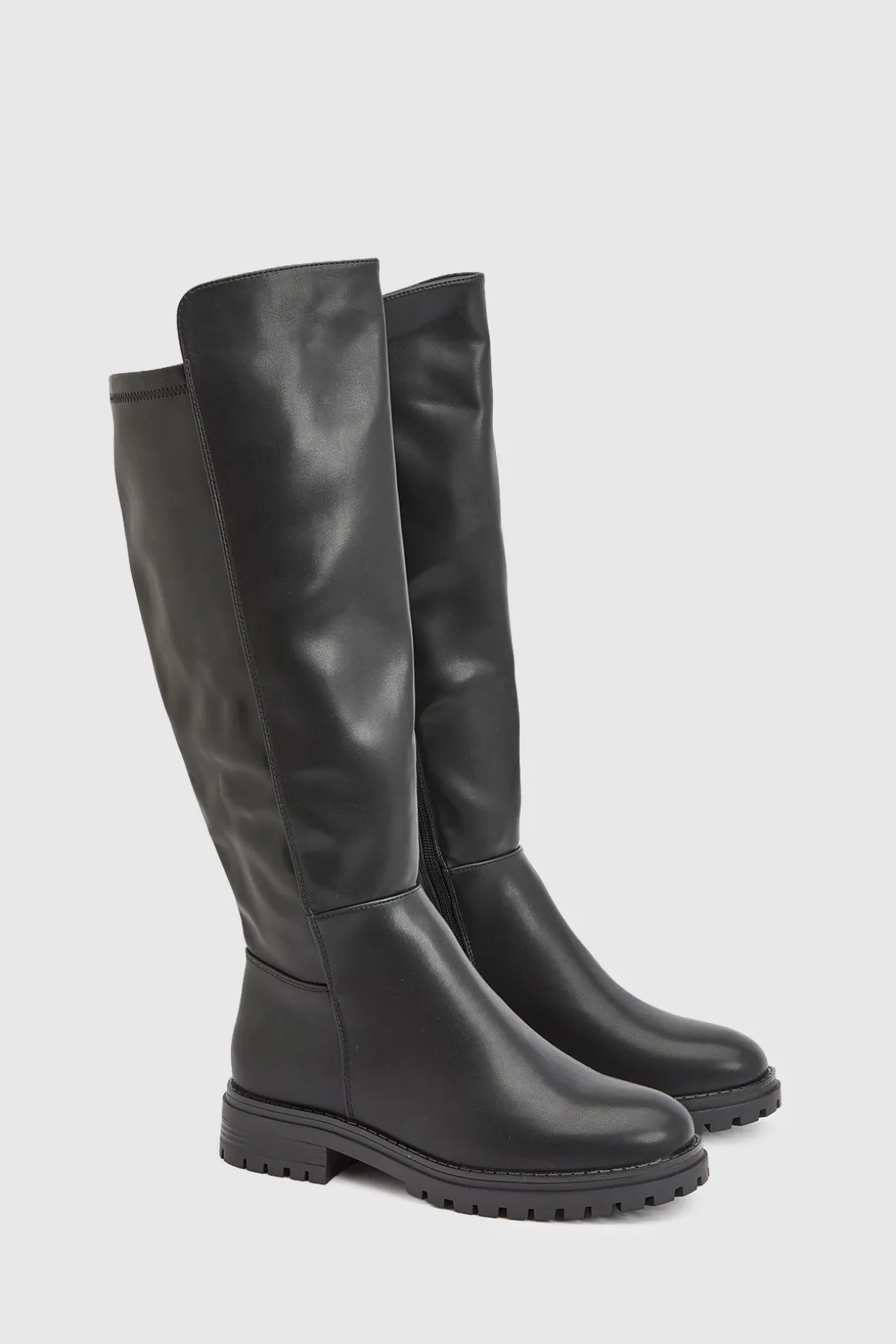 Bottes Montantes Larges À Semelle Crantée