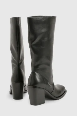 Bottes montantes à l'aspect vieilli à talons blocs