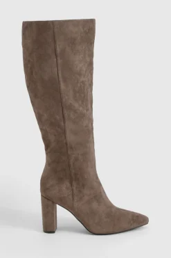 Bottes montantes pour pieds larges en synthétique à talon bloc moyen