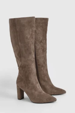 Bottes montantes pour pieds larges en synthétique à talon bloc moyen