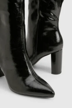 boohoo Bottes montantes pour pieds larges, effet froissé et talon bloc< Bottes|Bottes Hautes