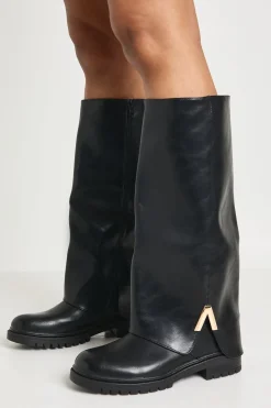 Bottes montantes rabattables avec détails de quincaillerie massifs