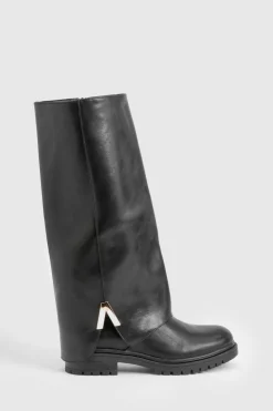 Bottes montantes rabattables avec détails de quincaillerie massifs