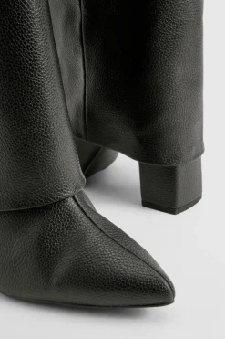 Bottes montantes à rabat texturées à talon bloc