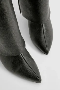 Bottes montantes à rabat texturées à talon bloc