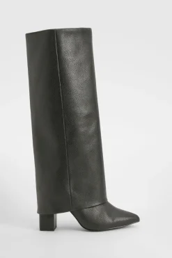 Bottes montantes à rabat texturées à talon bloc