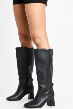 Bottes montantes stretch à coupe large, évasées et à talon bloc