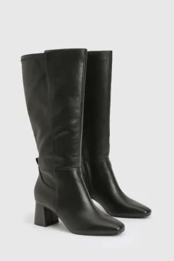 Bottes montantes stretch à coupe large, évasées et à talon bloc