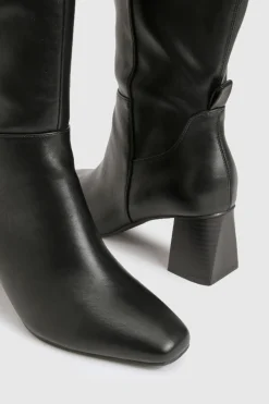 Bottes montantes stretch à coupe large, évasées et à talon bloc