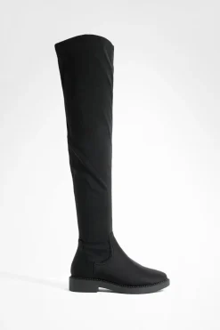 Bottes montantes stretch à coupe large et à talon plat