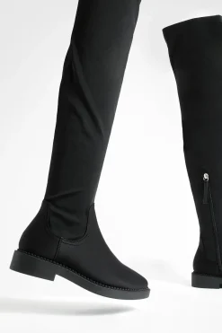 Bottes montantes stretch à coupe large et à talon plat