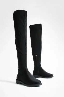Bottes montantes stretch à coupe large et à talon plat