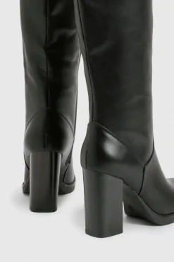 Bottes montantes stretch à plateforme