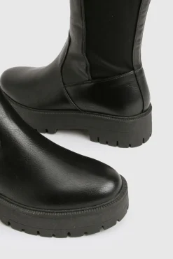 boohoo Bottes montantes stretch à plateforme< Bottes|Bottes Hautes