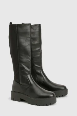 boohoo Bottes montantes stretch à plateforme< Bottes|Bottes Hautes