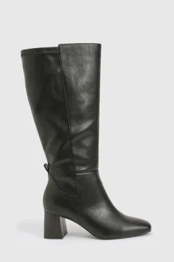 Bottes montantes stretch à talon évasé