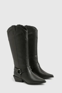 Bottes Montantes Style Western avec Détail Harnais