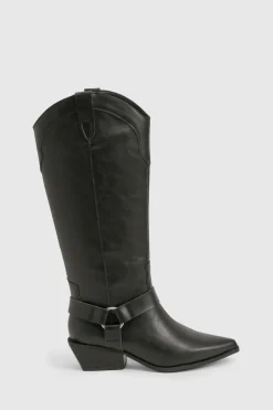 Bottes Montantes Style Western avec Détail Harnais