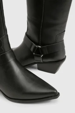 Bottes Montantes Style Western avec Détail Harnais