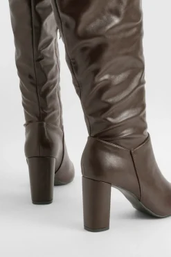 boohoo Bottes Montantes À Talon Bloc< Looks Chocolat|Bottes