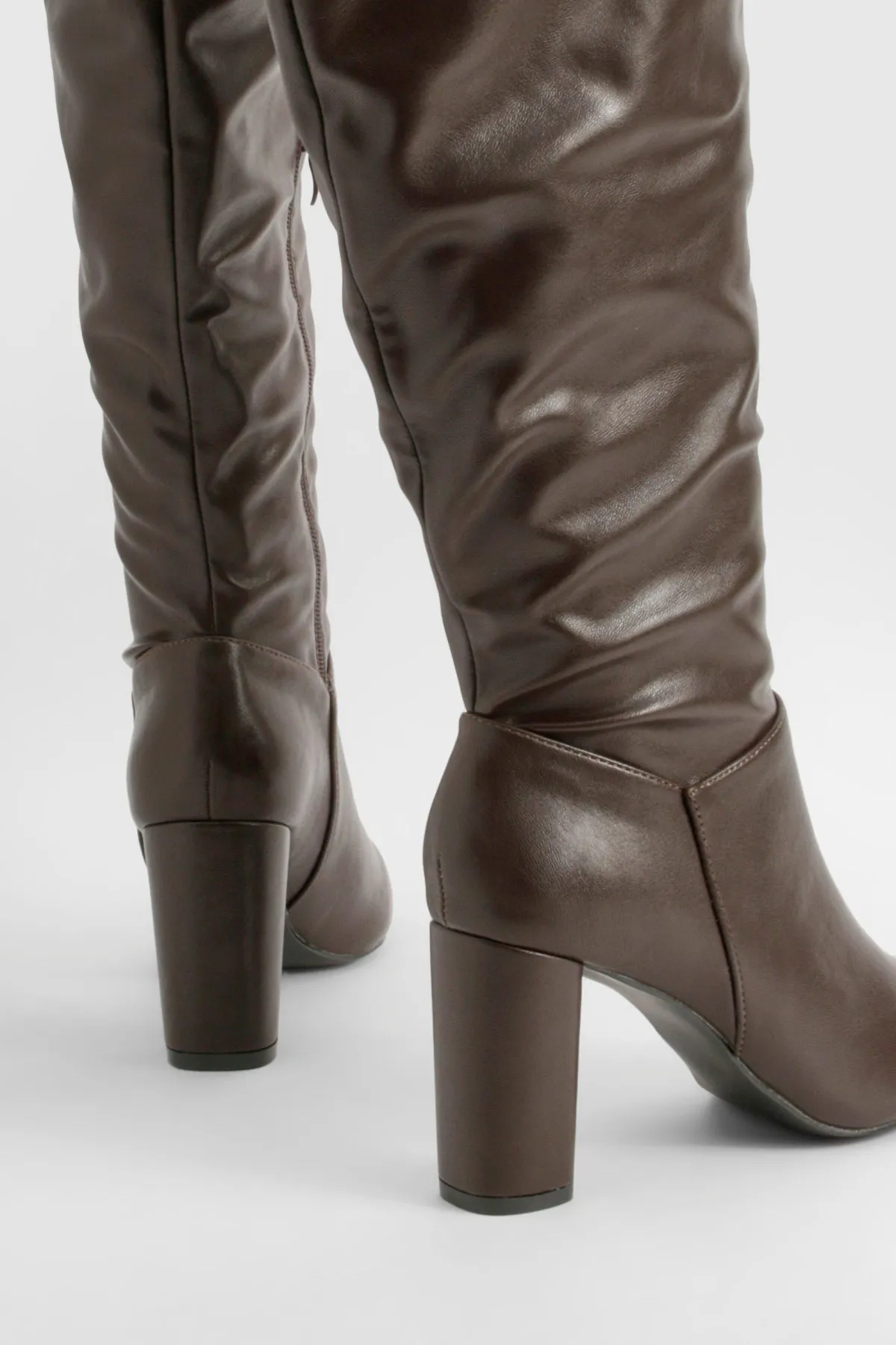 boohoo Bottes Montantes À Talon Bloc< Looks Chocolat|Bottes
