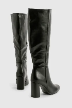 boohoo Bottes Montantes À Talon Bloc Coupe Large< Bottes|Bottes Hautes