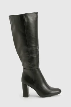 boohoo Bottes Montantes À Talon Bloc Coupe Large< Bottes|Bottes Hautes
