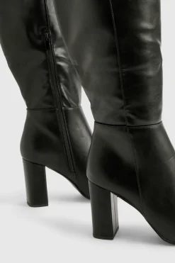 boohoo Bottes Montantes À Talon Bloc Coupe Large< Bottes|Bottes Hautes