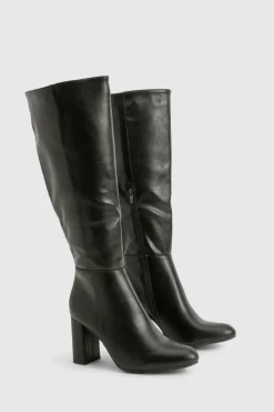 boohoo Bottes Montantes À Talon Bloc Coupe Large< Bottes|Bottes Hautes