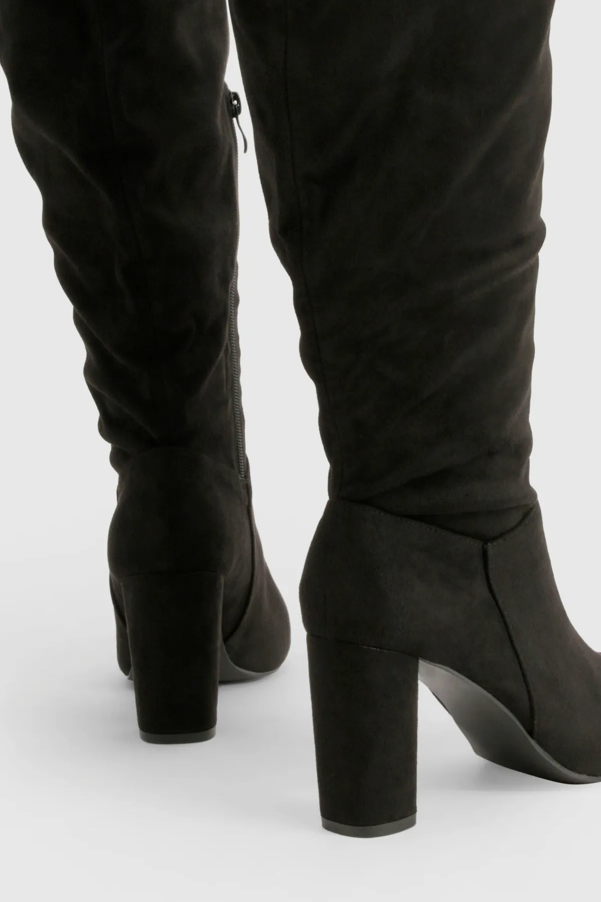 boohoo Bottes Montantes À Talon Bloc En Synthétique Coupe Large< Bottes|Bottes En Daim