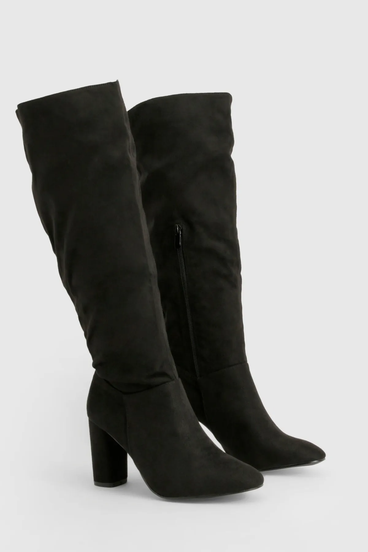 boohoo Bottes Montantes À Talon Bloc En Synthétique Coupe Large< Bottes|Bottes En Daim
