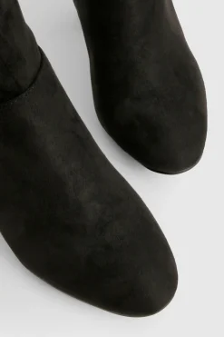 boohoo Bottes Montantes À Talon Bloc En Synthétique Coupe Large< Bottes|Bottes En Daim