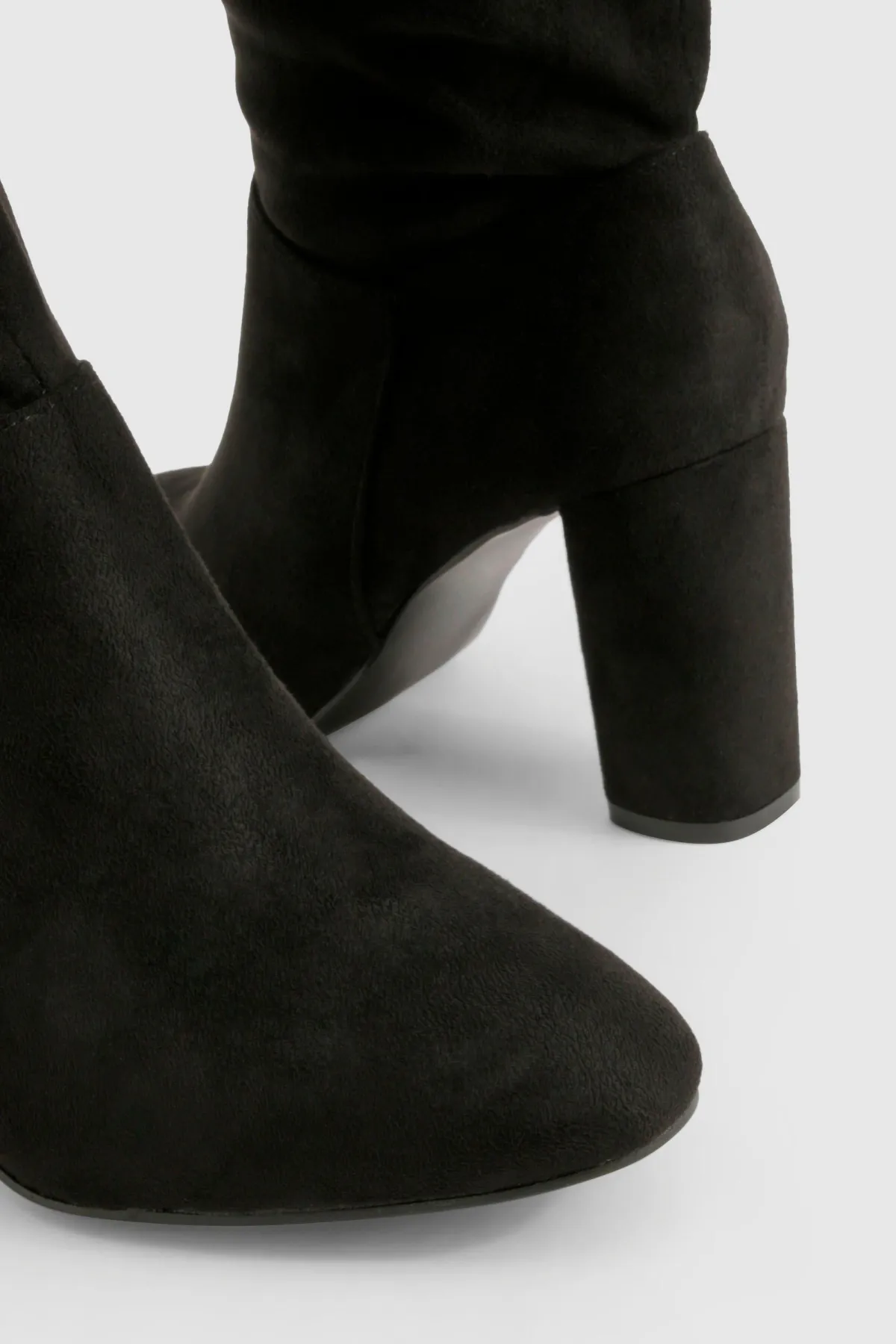 boohoo Bottes Montantes À Talon Bloc En Synthétique Coupe Large< Bottes|Bottes En Daim
