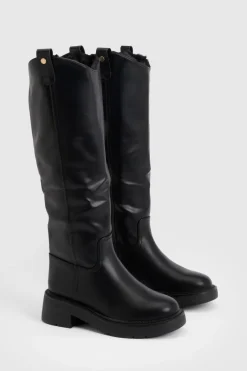 Bottes Montantes à Talon Épais avec Détail Patte