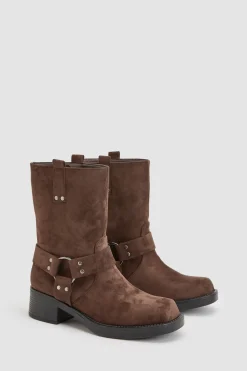 Bottes Motard à Détail Harnais en Synthétique