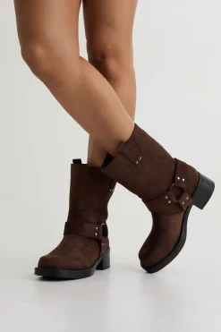 Bottes Motard à Détail Harnais en Synthétique