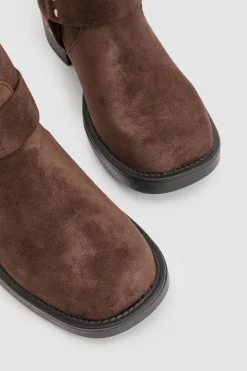 Bottes Motard à Détail Harnais en Synthétique