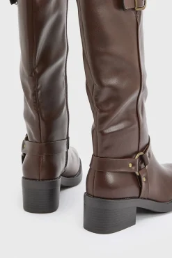 Bottes Motardes Bonnie À Boucles En Synthétiquecuir Coupe Large