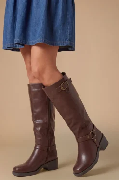 Bottes Motardes Bonnie À Boucles En Synthétiquecuir Coupe Large