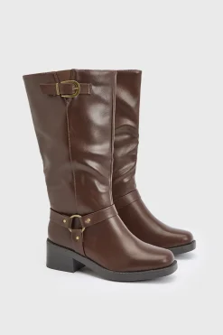 Bottes Motardes Bonnie À Boucles En Synthétiquecuir Coupe Large