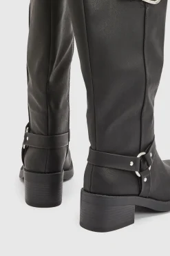 Bottes Motardes Montantes À Boucle Coupe Large