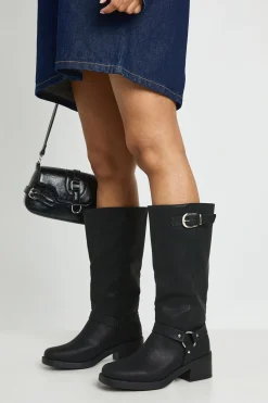 Bottes Motardes Montantes À Boucle Coupe Large