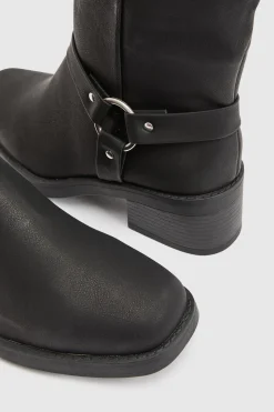Bottes Motardes Montantes À Boucle Coupe Large