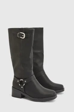 Bottes Motardes Montantes À Boucle Coupe Large