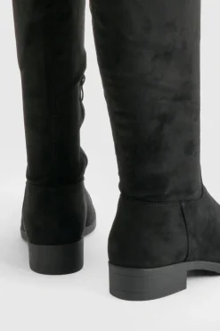Bottes par-dessus le genou extensibles en suédé synthétique