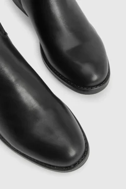boohoo Bottes plates hautes jusqu'aux genoux, massives, avec détails de panneaux élastiques< Bottes|Bottes Hautes