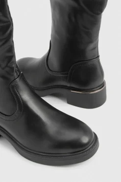 boohoo Bottes plates hautes jusqu'aux genoux chunky< Bottes|Bottes Hautes